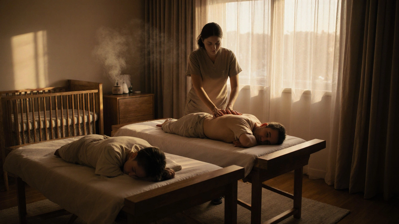 Párová masáž pro novopečené rodiče: Jak si najít čas a energii pro intimitu po porodu